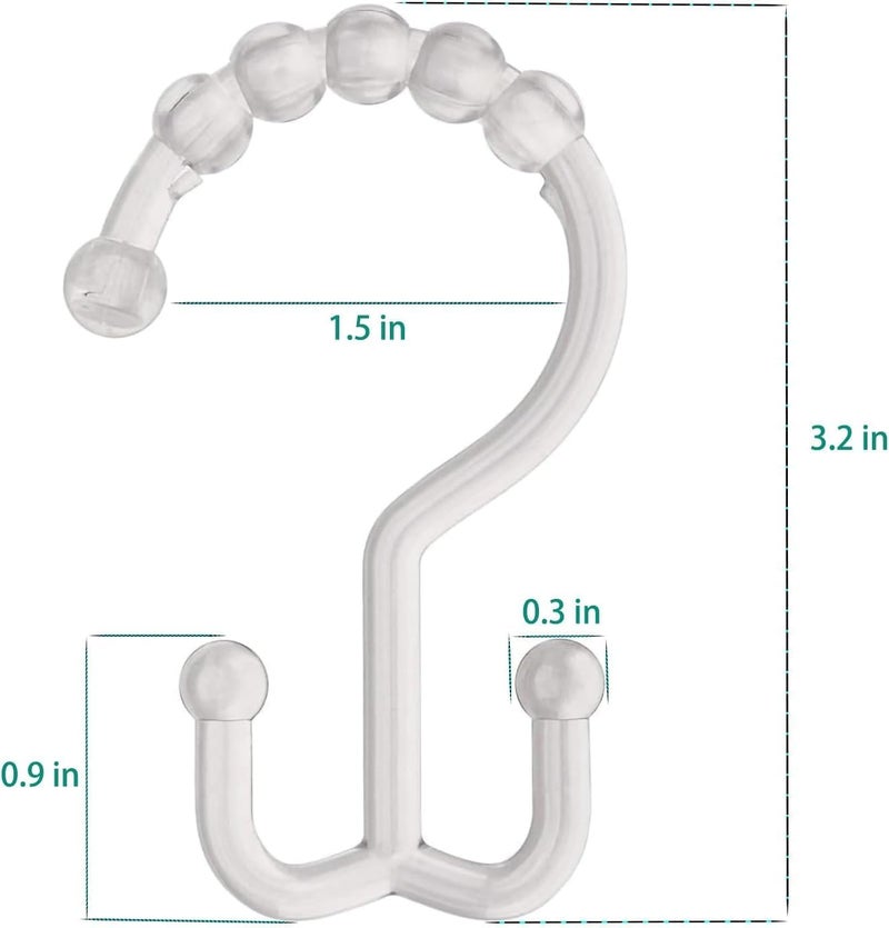 Resze 12 PCS Clear Plastic Double Shower Curtain Hooks, Multi-Functional Rings for Bathroom Shower Curtain,Shower Curtain Liner and Kitchen Supplies, etc. - Image 2